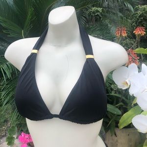 Women’s Solid Black Adjustable Triangle Bikini Top